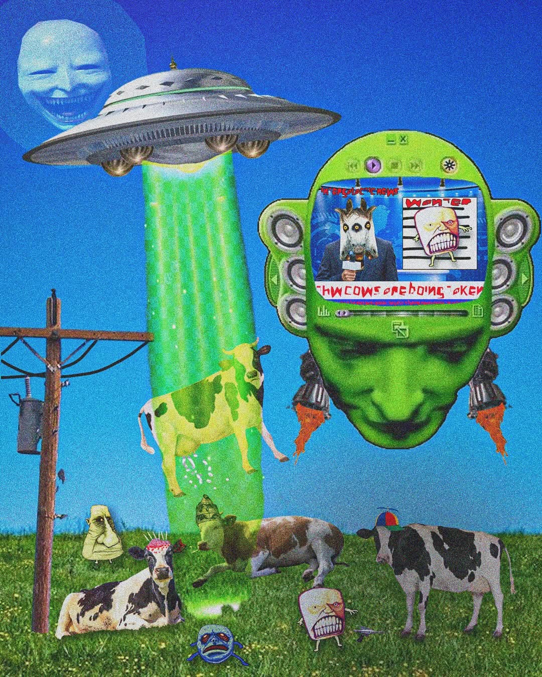 trippy cow poster